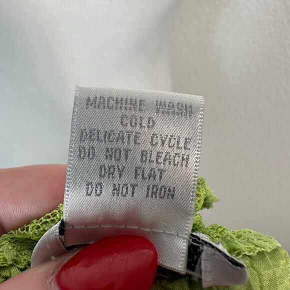 Nicola Womens Vintage 90s Y2K Crinkle Scrunch Pleat V Neck Lace Trim Tank Top XL - Picture 7 of 10